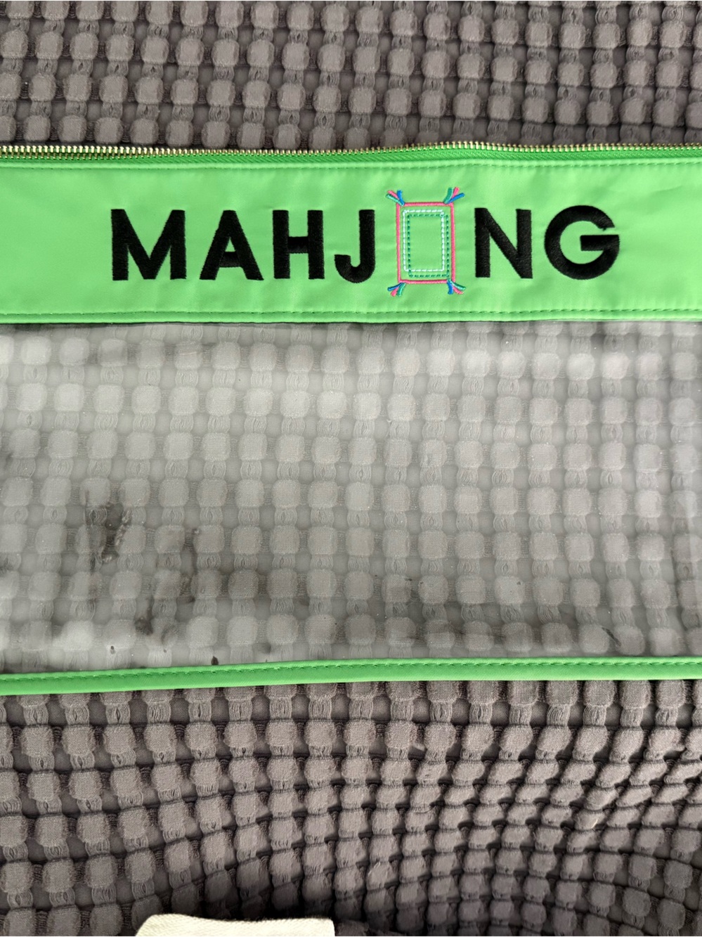 MAHJONG Green zippered tile bag from Oh My Mahjong